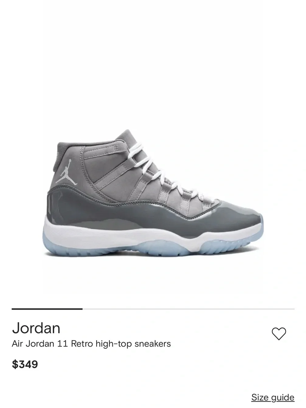 Jordan Air Jordan 11 High-Top Sneakers — Grey/White